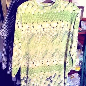 Abstract green and beige elegant tee shirt top,made in France XL/XXL